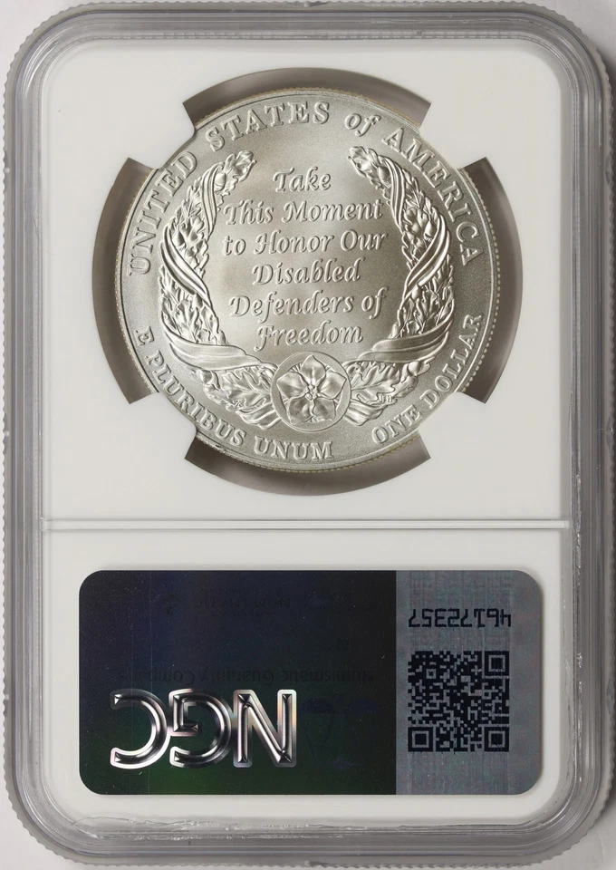 2010-W $1 Disabled Veterans Commemorative Silver Dollar NGC MS70 - Image 2 of 4