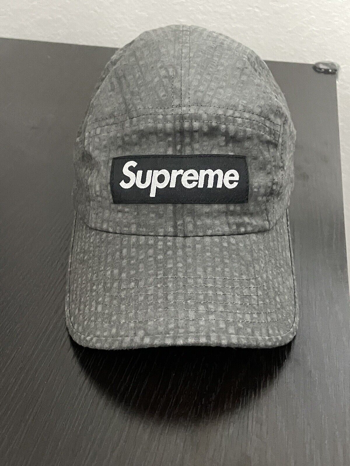 Black Supreme Camp Cap On Head