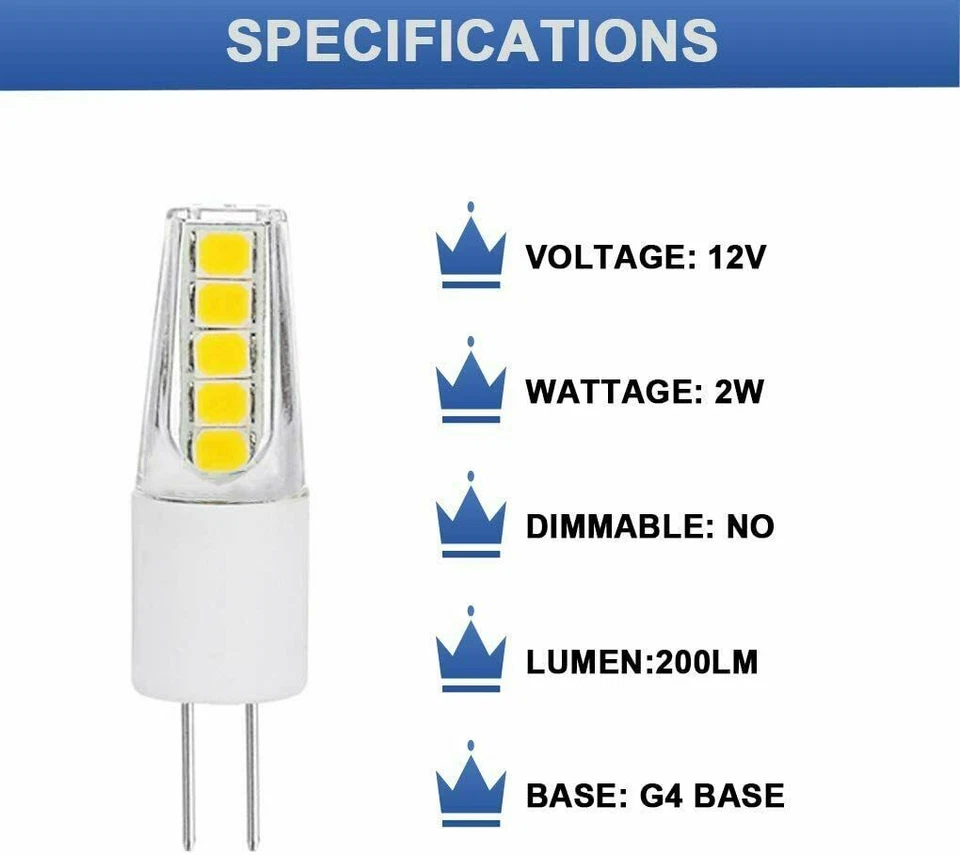 5pack G4 2WLED Light Bulbs 3000K /6000K Lighting Non-Dimmable Landscape LED Bulb - Image 2 of 4