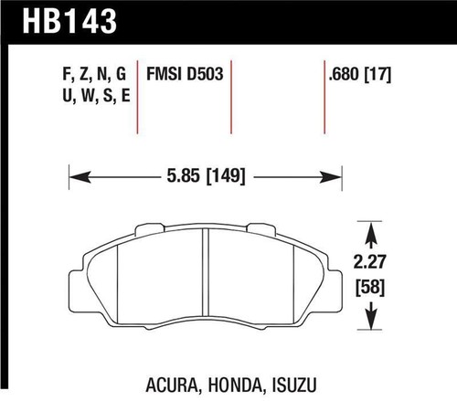HAWK HPS F BRAKE PADS INTEGRA TYPE-R LEGEND NSX VIGOR ACCORD CRV PRELUDE ODYSSEY - Picture 2 of 3