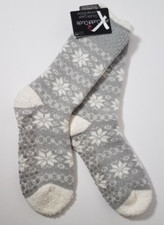 Cuddl Duds Socks Women 4-10 Double Layer Lounge Plush Non-Skid Bottoms Gray NEW