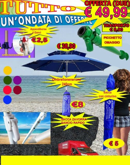 ombrellone mare antivento spiaggia ombrellonenerone con accessori offertissima 2