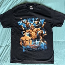 2008  WWE Authentic Men's Wrestling Shirt RAW SmackDown ECW Black Size L