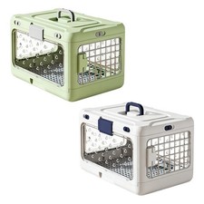 Portable Dog Travel Crate Foldable Pet Kennel with Mesh Windows