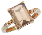 925 Sterling Silver Vintage Ring Gold Plated Smoky Quartz & Topaz  Sz 7  RG30908