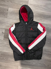Nike Air Jordan Coat Black Red Jumpman Zip Up Puffer Jacket Boys Youth L 12-13yr