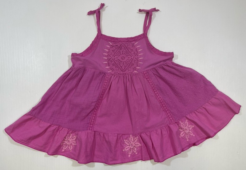 Naartjie Girls Youth Pink 100% Cotton Sleeveless Embroidered Tunic Top 8
