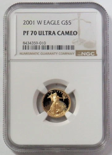 2001 W GOLD $5 PROOF AMERICAN EAGLE 1/10oz NGC PF 70 UC