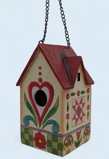 Jim Shore Outdoor Living Birdhouse 2013 Rainbow Mountain Hearts Flowers Folk Art