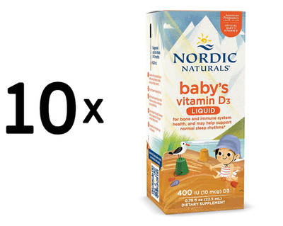 10 x Nordic Naturals Baby's Vitamin D3, 400 IU - 22.5 ml. (636,32 EUR/L)