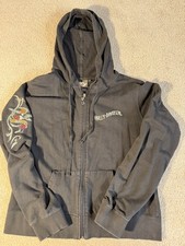 Harley Davidson Black Fleece Cotton Long Sleeves Full-Zip Hoodie M