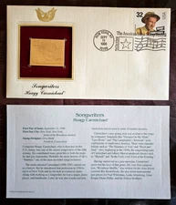 22kt Golden Replica 1st Day of Issue U.S. Stamp~Songwriters 1996 w/Info Card