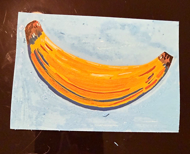 Original Banana ACEO Artist Trading Card Signed And Dated Fruit Mini Art