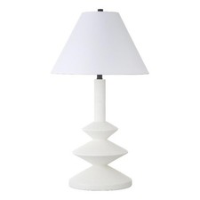 Henn Hart 16" Matte White Resin/Fabric Table Lamp