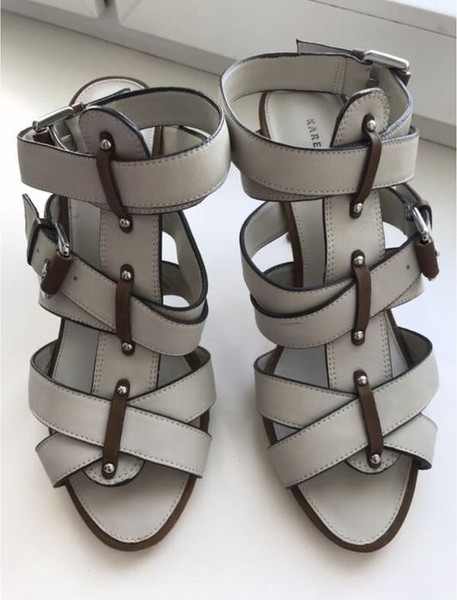 Women Karen Millen Heels Beige Leather 39 #7BCX