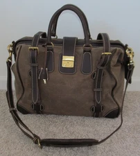 J. Peterman Bag Canvas & Leather Travel Weekender Brown with  Removable Strap