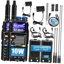 5RM Ham Radio 10W Long Range Handheld NOAA Weather Receiver 2500mAh Battery 