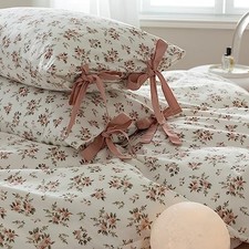 Soft Aesthetic Cotton Blush Flower Pattern 2 King Bowknot - Blush Pink Floral