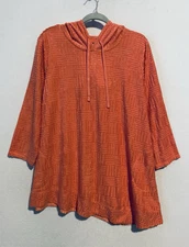 LOGO Lounge by Lori Goldstein Hoodie Womens 1X Orange Texured Terry Cloth Comfy