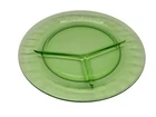 Anchor Hocking Green Depression Glass Divided Grill Plate Block Optic Pattern