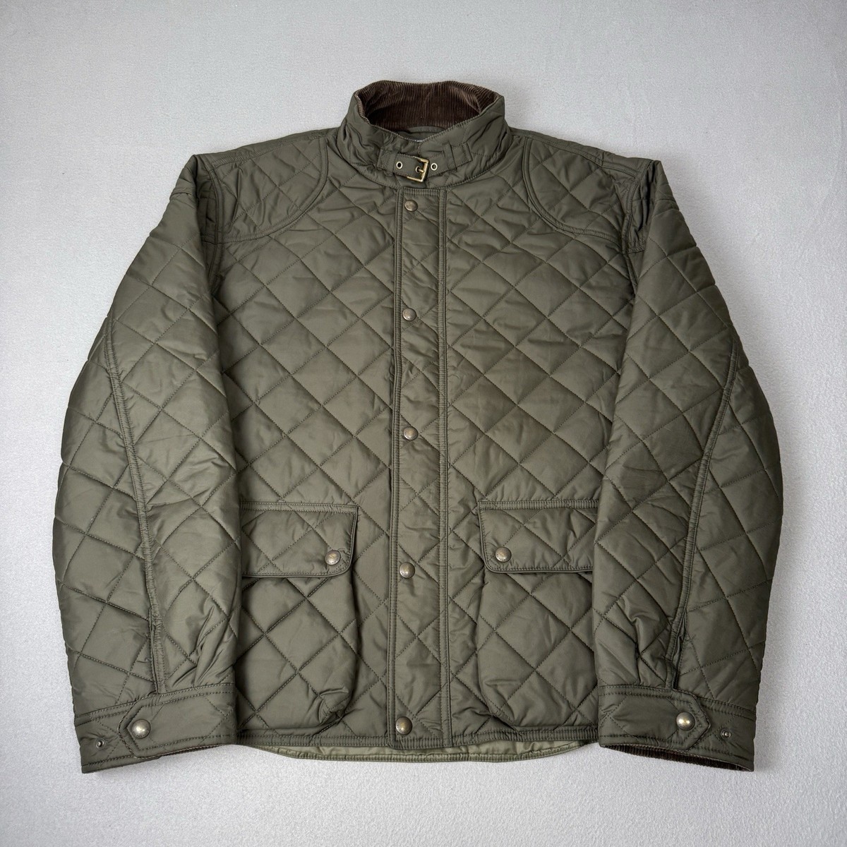 Polo Ralph Lauren Jacket Mens XXL Green Khaki Diamond Quilt