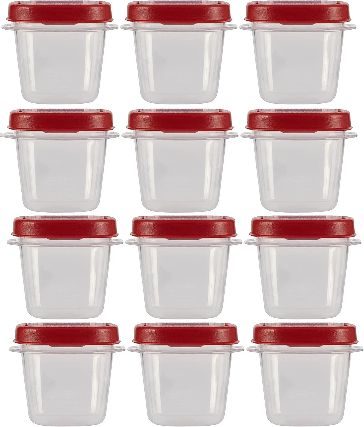 Easy Find Lids Food Storage Containers 0.5 Cup Clear W/ Red Lids 12 Pack 12