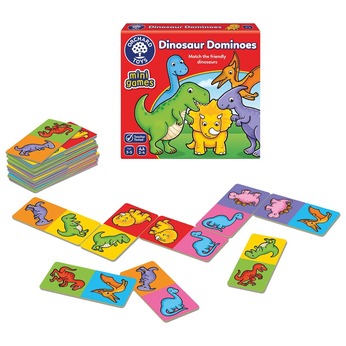 Orchard Toys Dinosaur Dominoes Mini Game, Small and Compact, Travel Game, A Fun