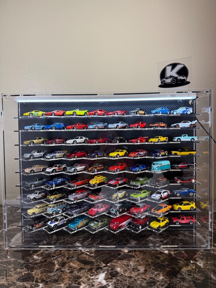 Acrylic standing display case fits 63 cars ( fits 1:64 Hot Wheels