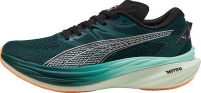 Puma Deviate Nitro 3 Mens Running Shoes Green Cushioned Carbon Sports Trainers