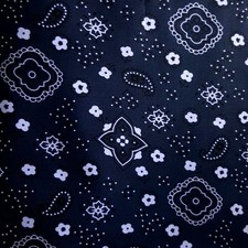 Navy Blue Bandana Fabric Poly Cotton Cowboy Paisley Print 58" Wide By The Yard