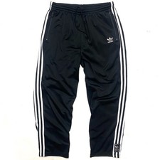 Vintage Adidas Originals Black 3 Stripe Embroidered Trefoil Track Pants Medium