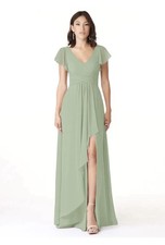 Azazie Omari Dress A6 Dusty Sage Green Chiffon Bridesmaid Gown