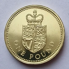 1988 Elizabeth II - PROOF £1 One Pound Crowned Royal Shield Coin -Mintage 79,314