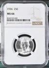 1936 Quarter Dollars Silver Coinage NGC MS-66