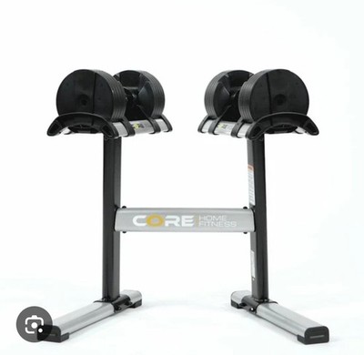 Core Fitness Adjustable Dumbbell Weight Set, Space Saving Home Weights & Stand