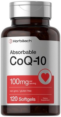 Horbäach CoQ10 100mg Softgels | 120 Count | Non-GMO and 120 (Pack of 1)