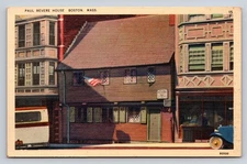 Vintage Linen Paul Revere House Boston MA Postcard Tichnor Bros 1930s