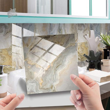 20 Stickers Tiles 15x15 PVC Marble Effect Cladding Kitchen Bathroom Wall Mob