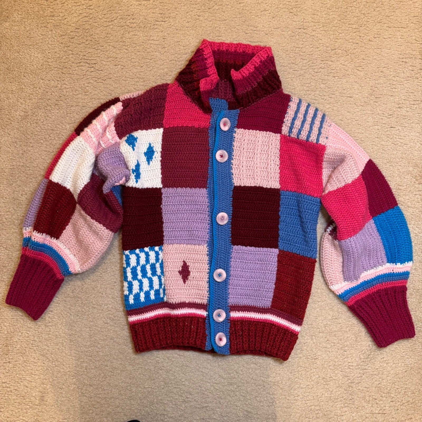 Handmade Artesian Patchwork Crochet Cardigan Swea… - image 1