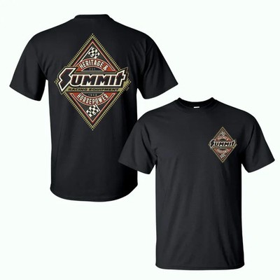 Summit Racing Heritage Horsepower T-Shirt ? Black Vintage Motorsport Badge