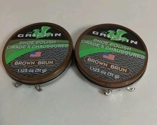 Set Of 2 Griffin Brown Shoe Polish, Long-Lasting Shine. 1.125 oz Ea. New