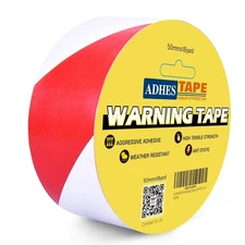 ADHES Hazard Tape Safety Warning Red White Stripe PVC Self Adhesive Caution Tape