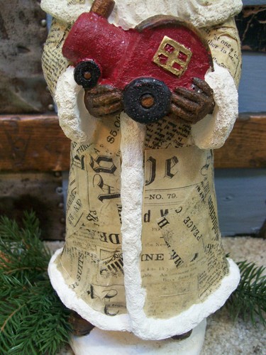 Neu im Karton 12 Zoll alte Welt Zeitungspapier Mache' SANTA Spielzeug Zug WEIHNACHTEN Figur Dekor - Bild 8 von 12