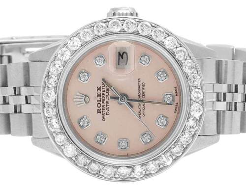 Ladies Rolex Stainless Steel 26MM Datejust Jubilee Pink Dial Diamond Watch 2.5Ct - Afbeelding 1 van 7