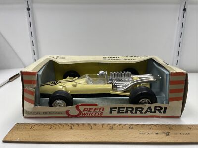 VINTAGE AHI BRAND NYLON BEARING SPEED WHEELS FERRARI STURDY DIECAST METAL W/ BOX