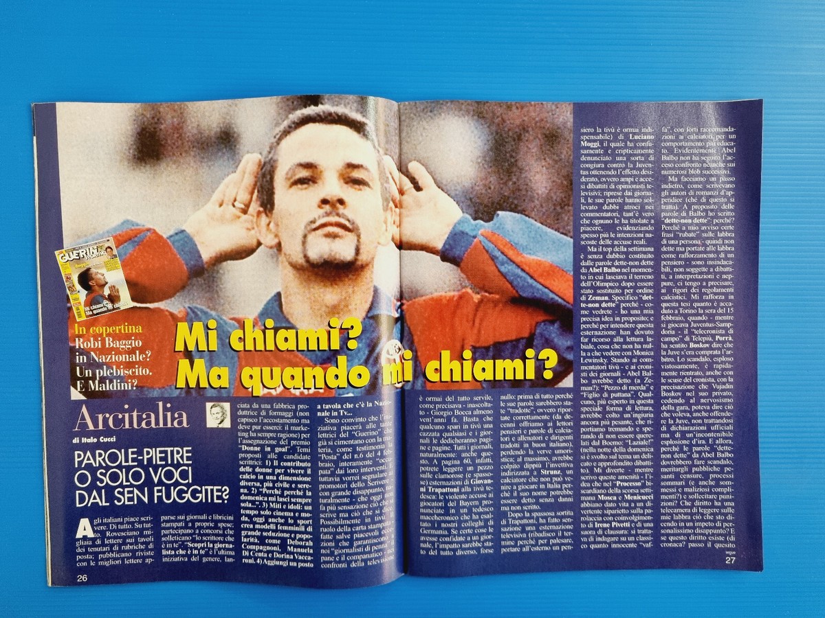 GUERIN SPORTIVO 32 1998 Roberto Baggio Zoff Zidane Pantani Ronaldo Cornershop 198133776806