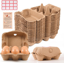 40 Pack Half Dozen Egg Cartons Bulk 6 Count, Empty Natural Paper Pulp Egg Car...