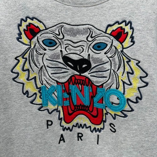 Kenzo Paris Tiger Sweatshirt Womens XS Round Neck Gray 3D Embroidered Pullover - Picture 2 of 5