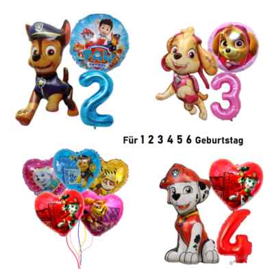 Paw Patrol Folienballons XXL Skye Chase Marschall Geburtstag Ballons Zahl 1-6
