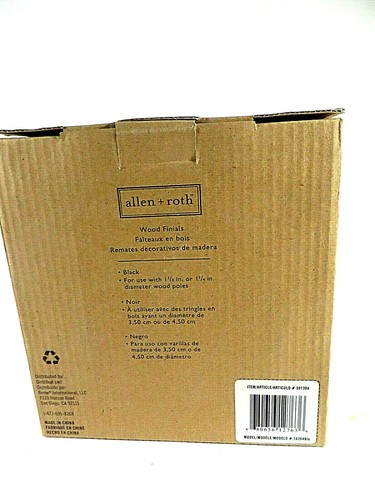 Allen + Roth Finials Black Ball Wood Large 2.5"D Decor 2-Pk #301384 NIB - Picture 6 of 8
